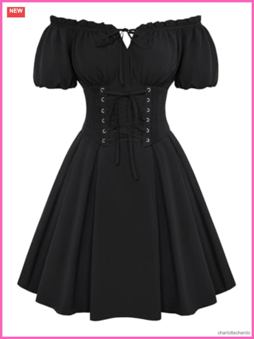 Renaissance Corset Mini Dress Off Shoulder Puff Sleeve Lace Up